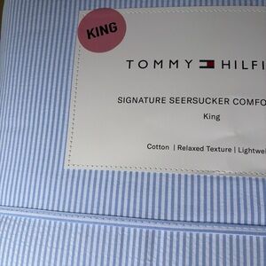 Tommy Hilfiger Light Blue and White Seersucker King Comforter